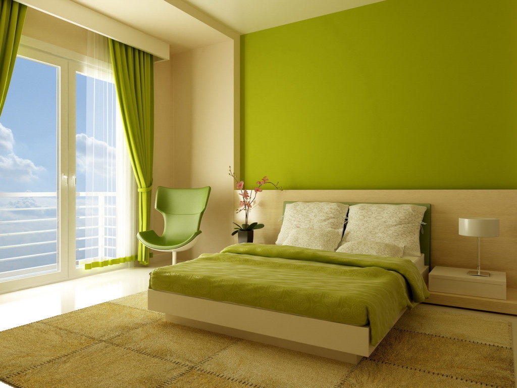 interior design  bedroom green  with minimalist  green  